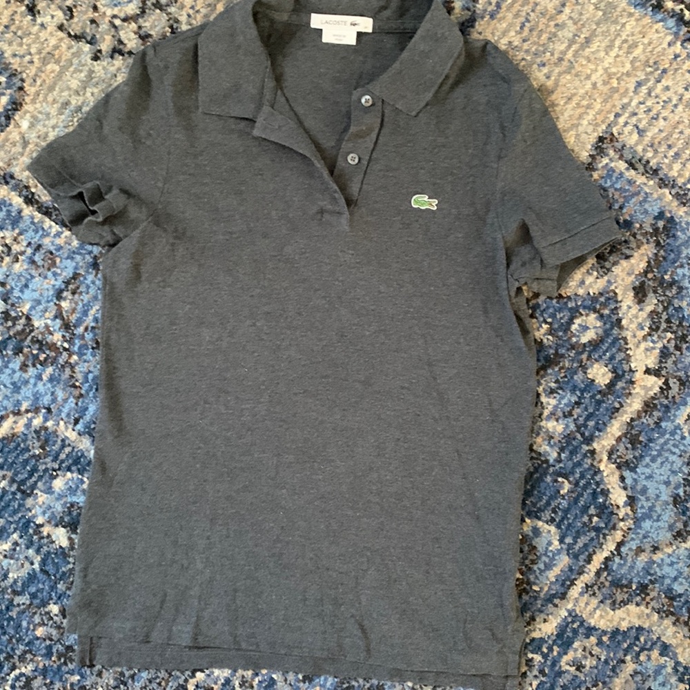 Lacoste Gray short sleeve collared polo.